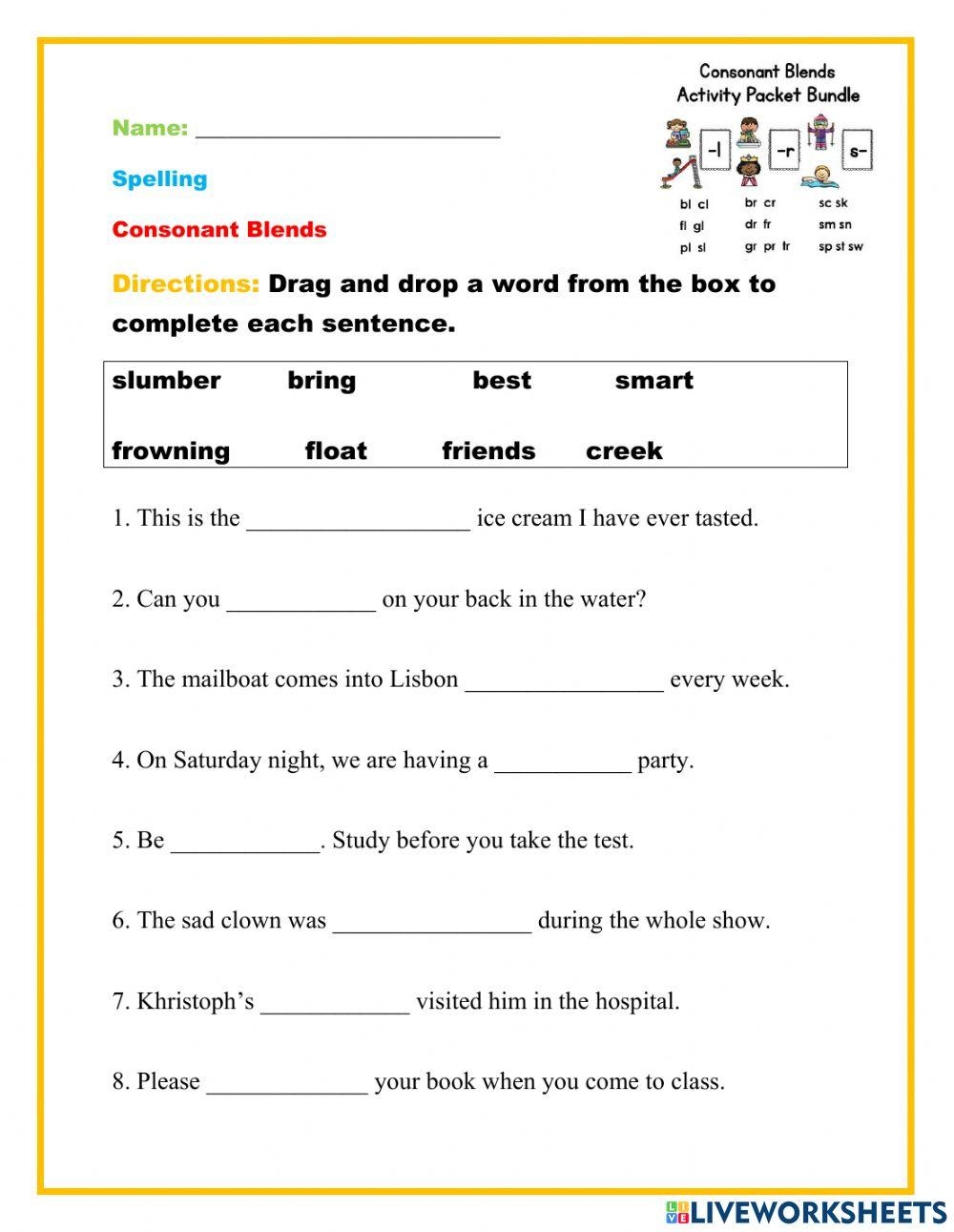 Free Printable Consonant Blends Worksheets Printable Workshee Bilarasa