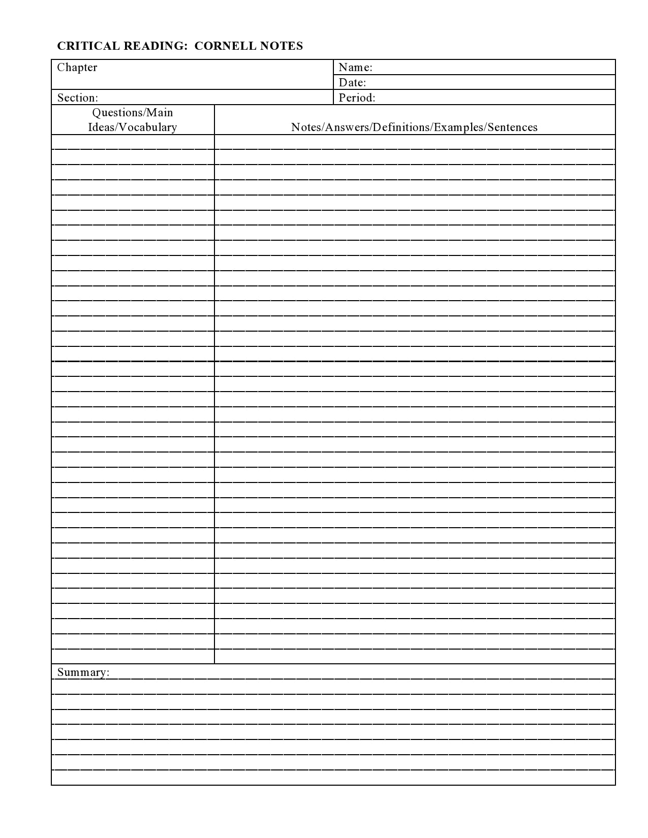 printable notes template