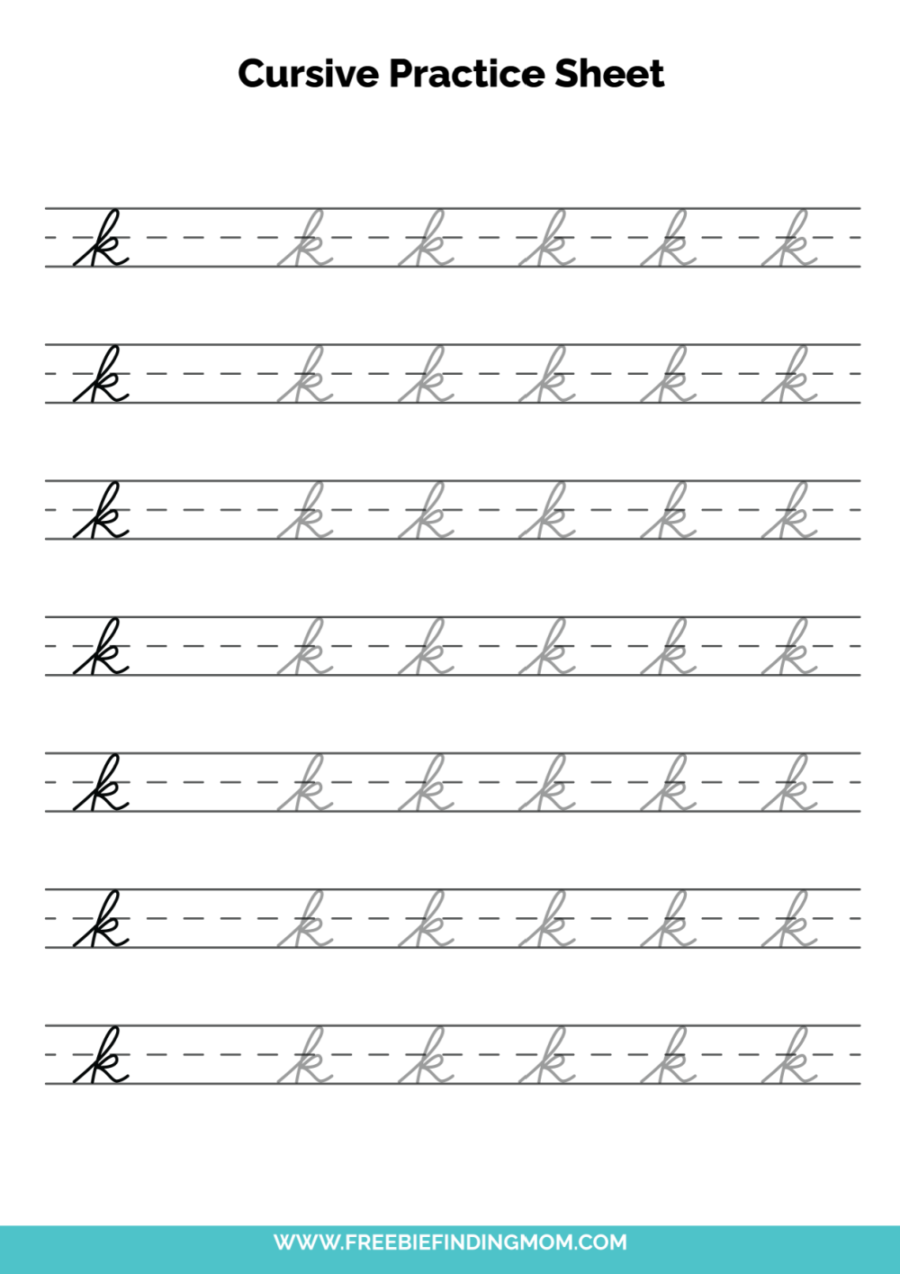 letter k practice writing sheet