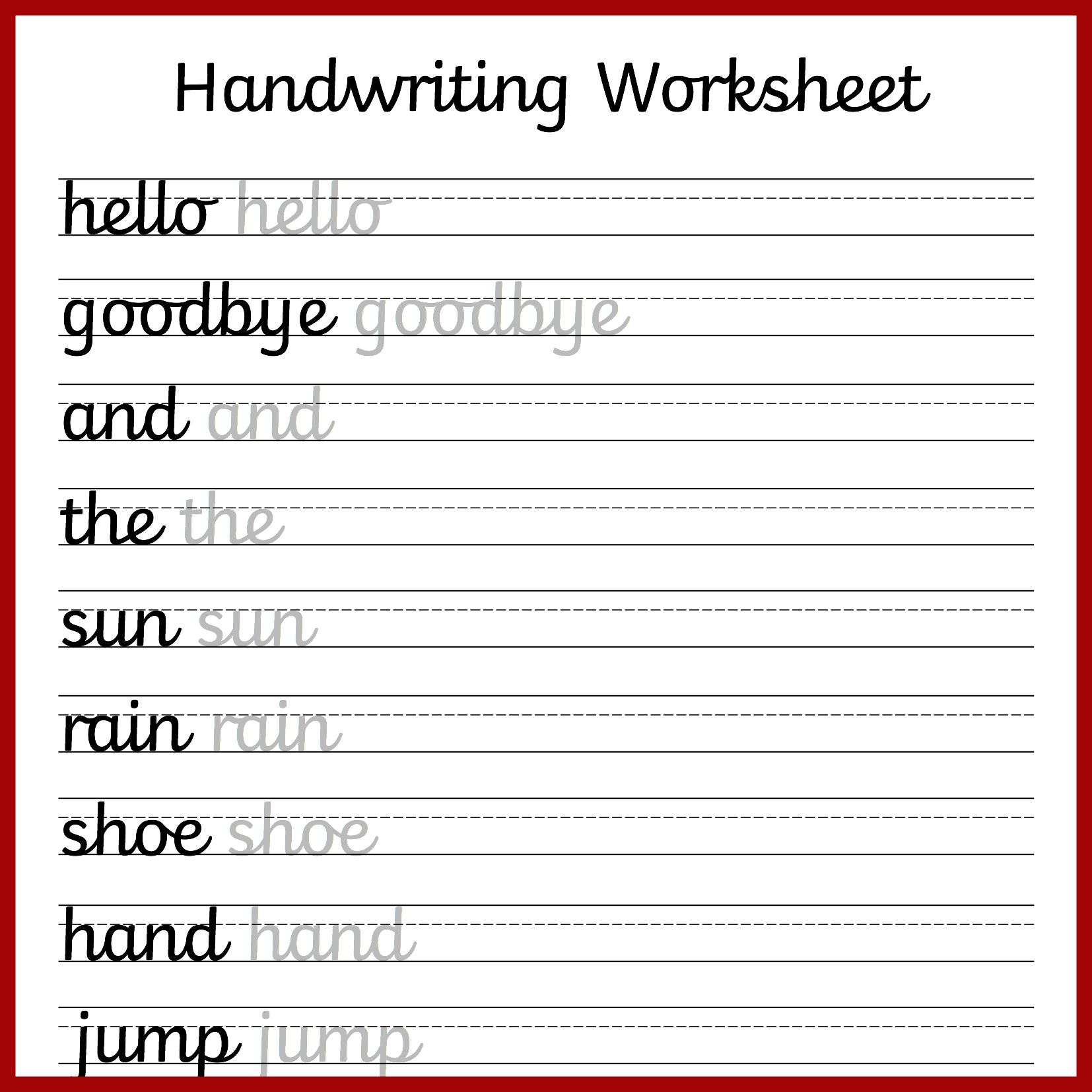 Free Printable Cursive Practice Sheets
