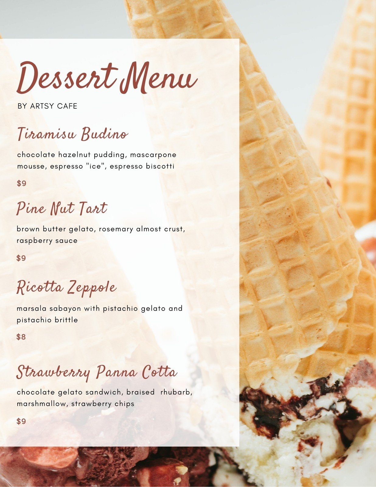 Free Printable Customizable Ice Cream Menu Templates Canva