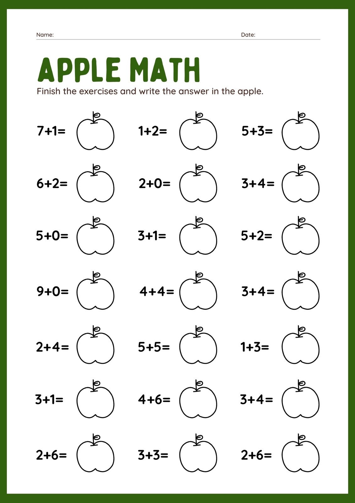 free printable maths worksheet