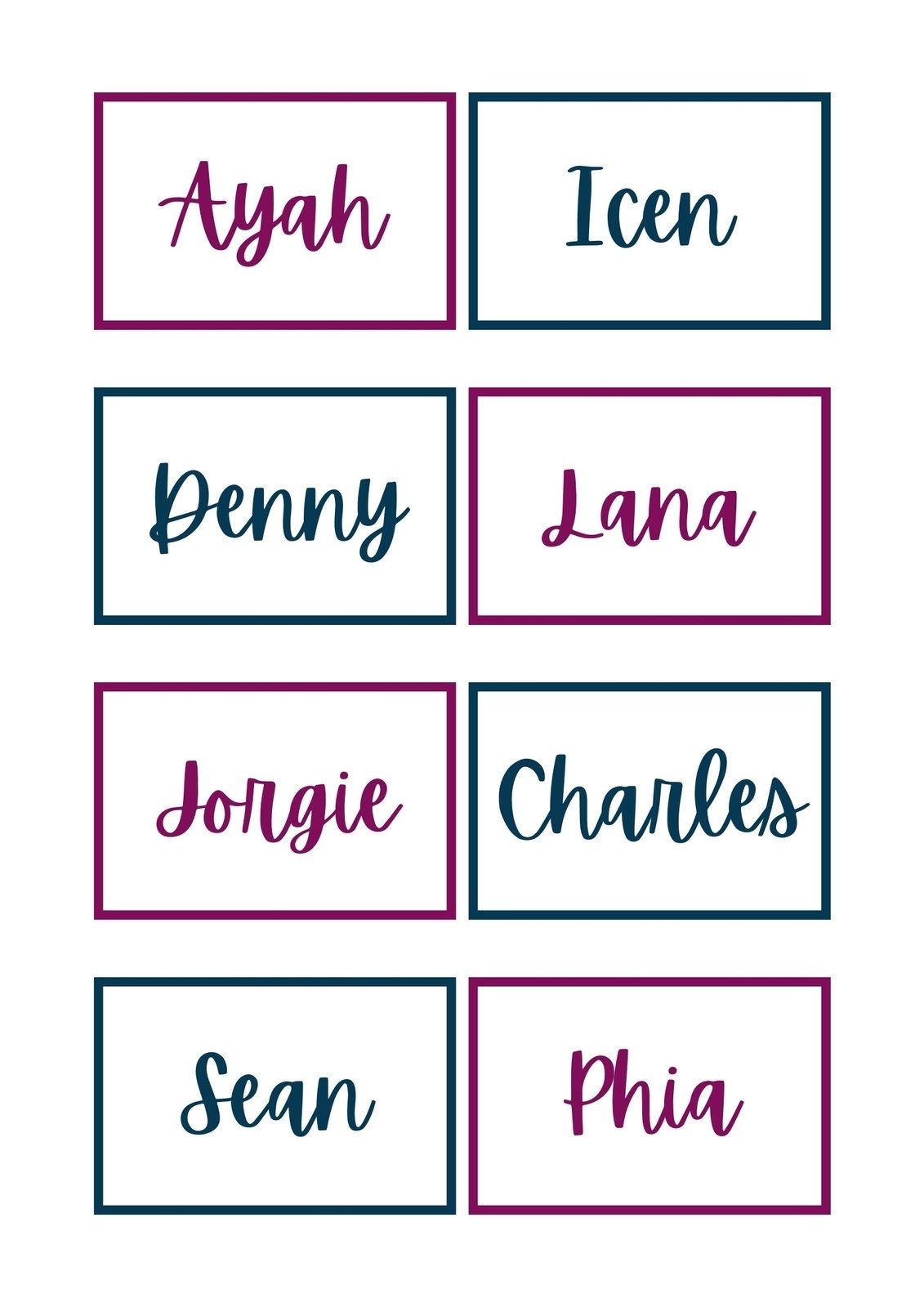 free printable name template