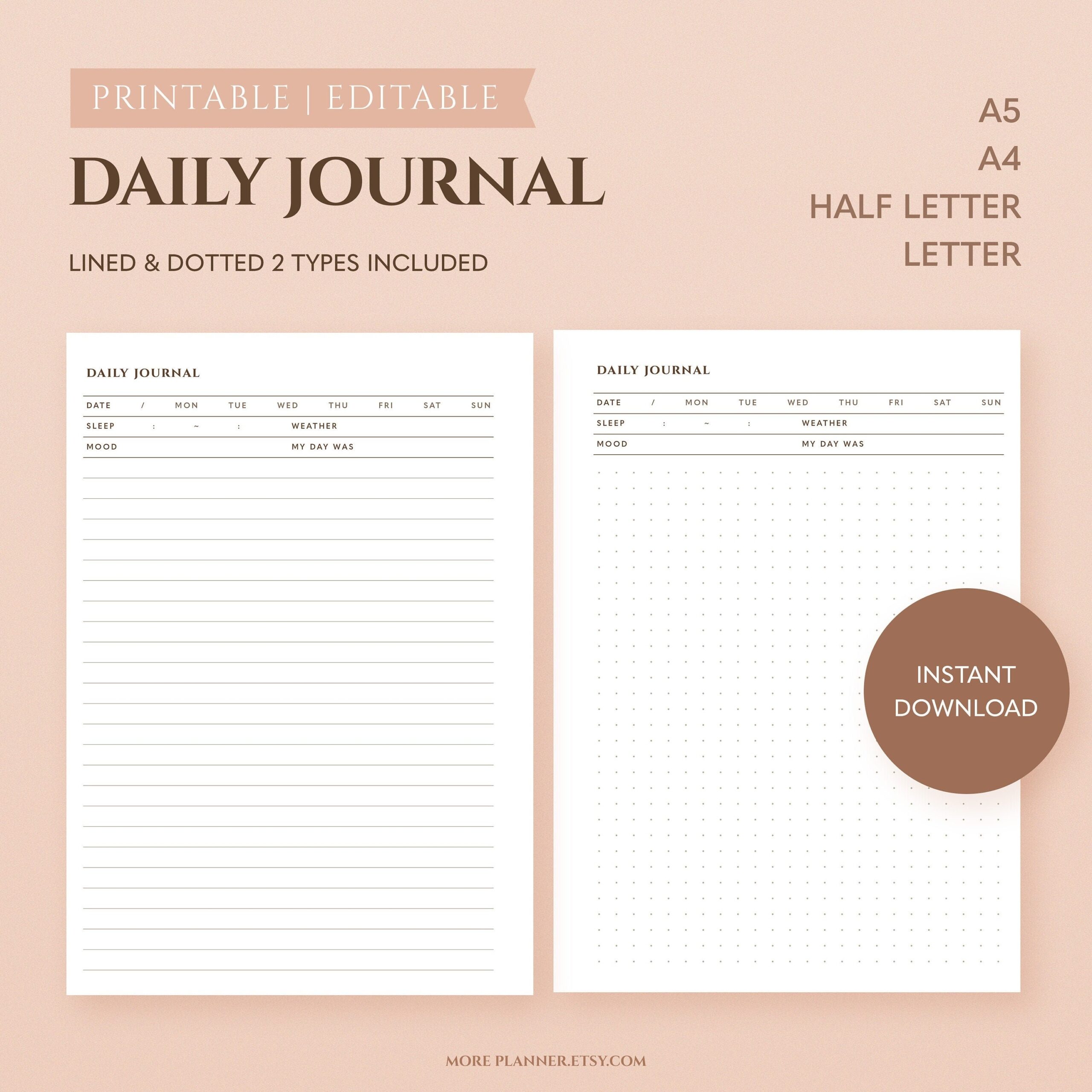 Free Printable Daily Journal Template Printable Forms Free Online