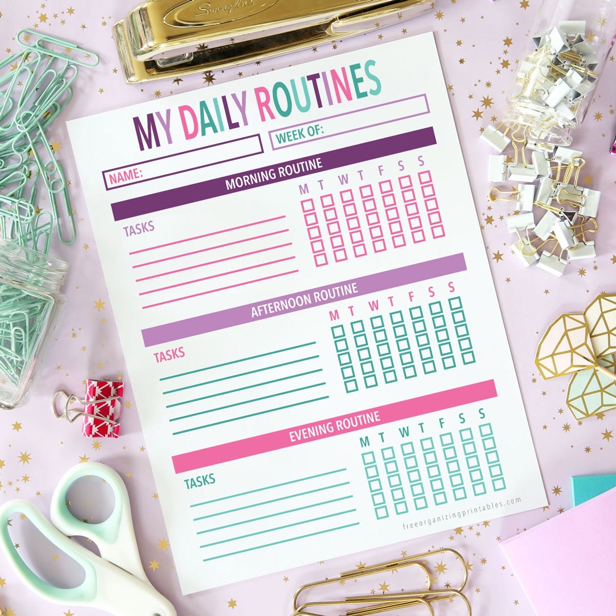 free printable daily routines
