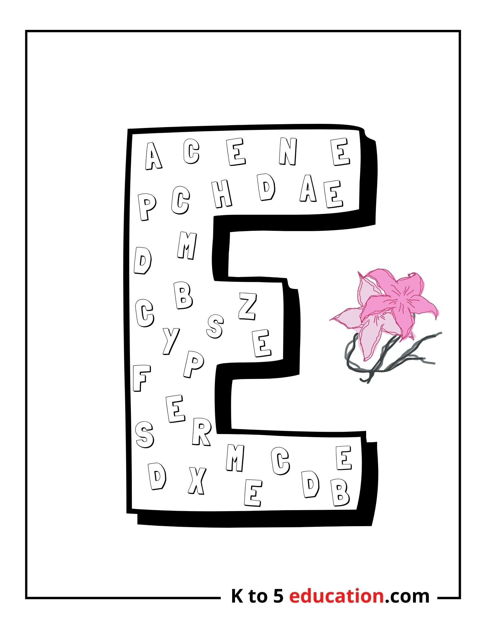 free printable e letter worksheets