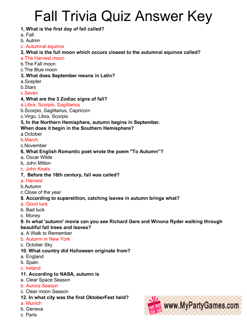 free printable trivia games