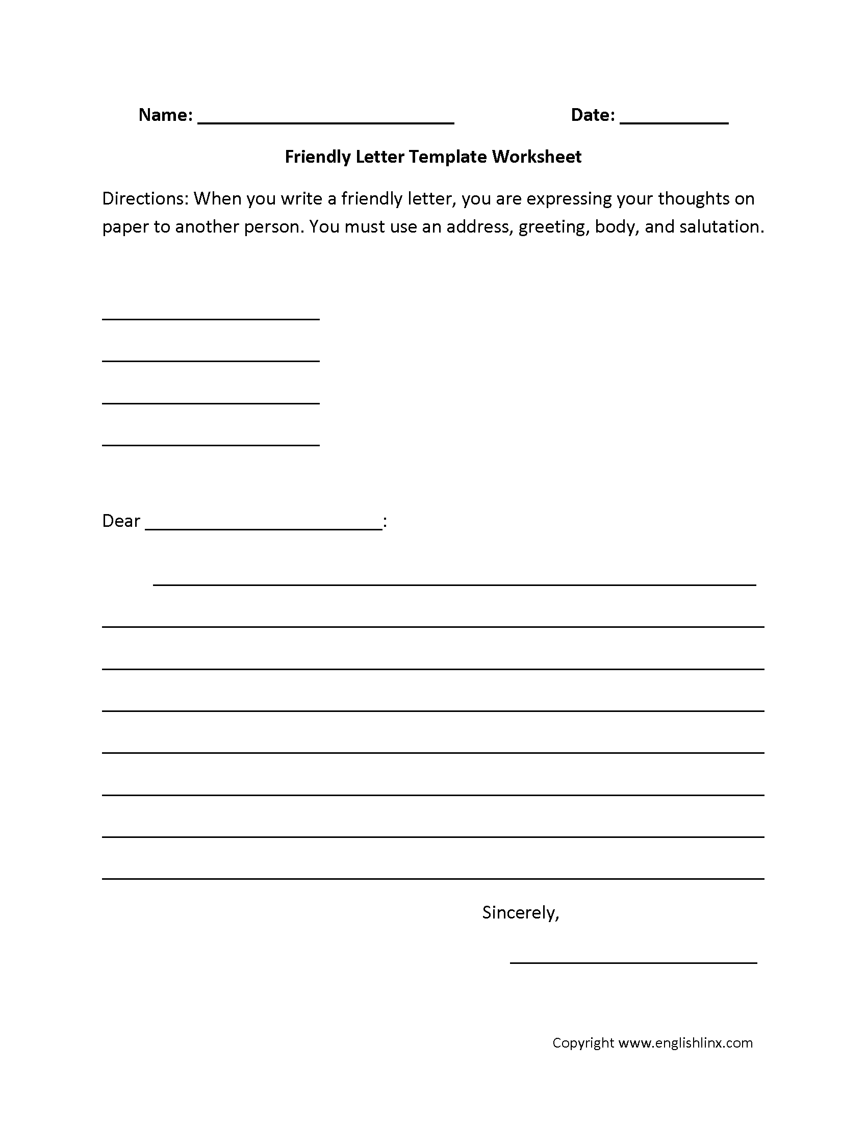 Free Printable Friendly Letter Template For Kids Infoupdate