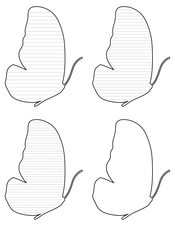 Free Printable Half Butterfly Shaped Writing Templates