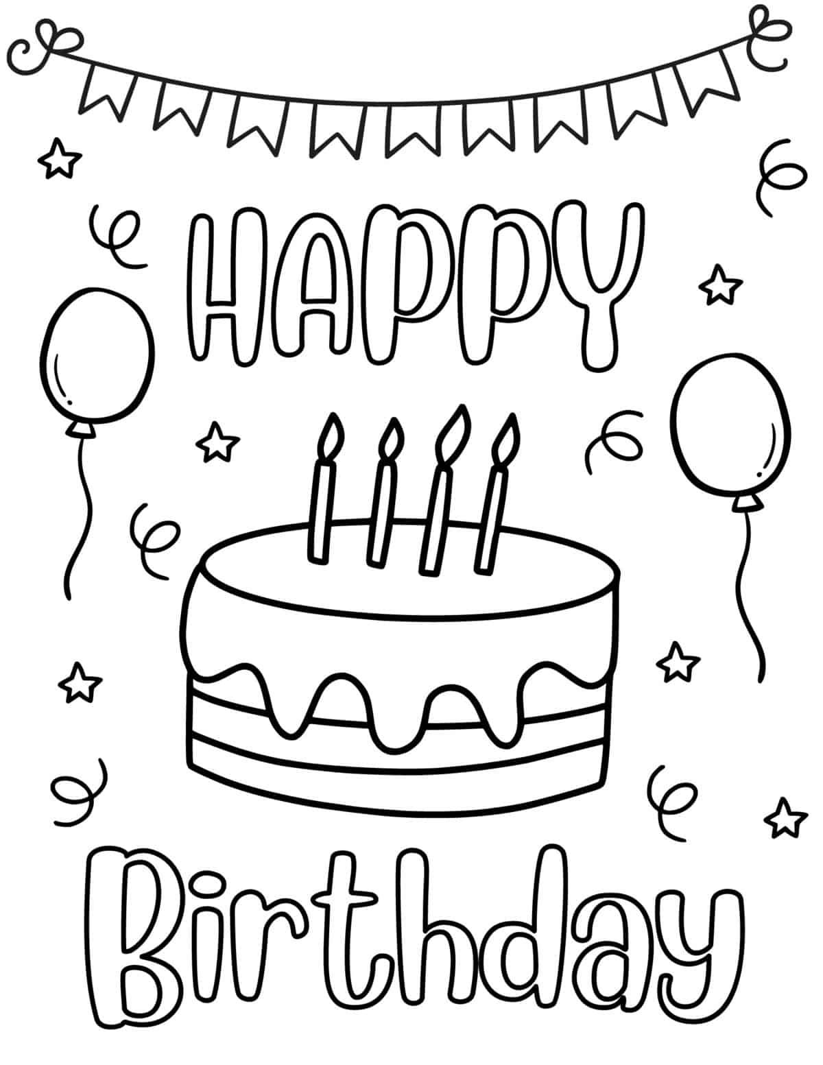 Free Printable Happy Birthday Coloring Pages Bilarasa