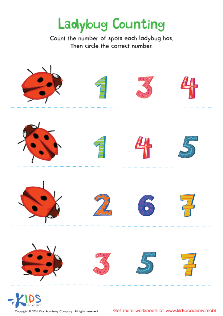 free printable ladybug worksheets