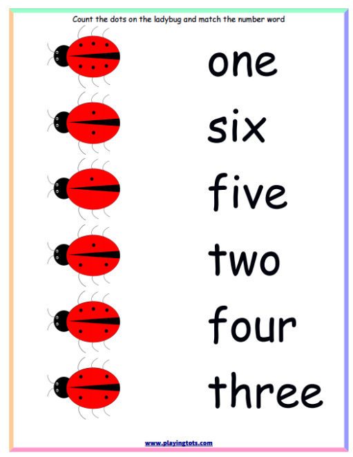 Free Printable Ladybug Worksheets Number Words Maths Jun Ladybug 