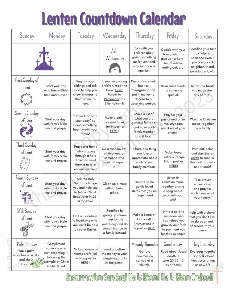 Free Printable Lent Calendar 2024 In 2025 Lent Prayers Catholic Lent
