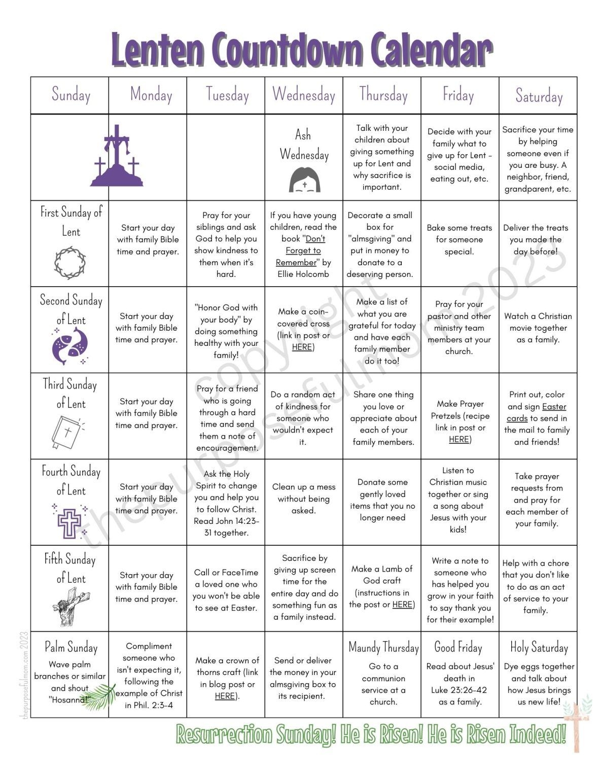 Free Printable Lent Calendar 2024 In 2025 Lent Prayers Catholic Lent