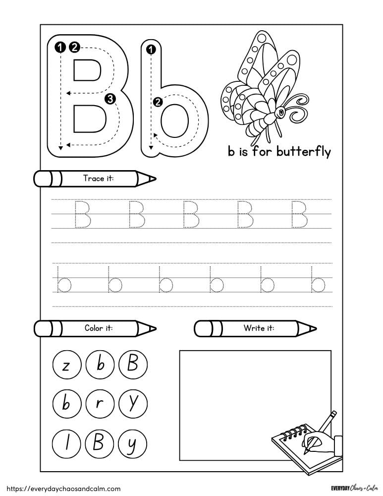 free printable letter b preschool