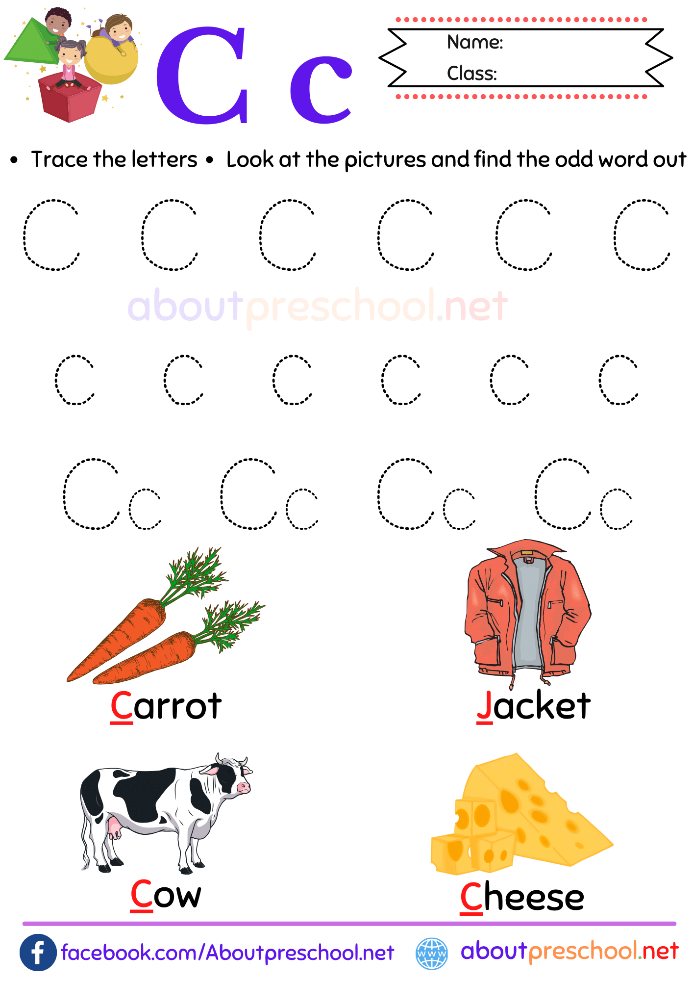 Free Printable Letter C Tracing Worksheets For Kindergarten
