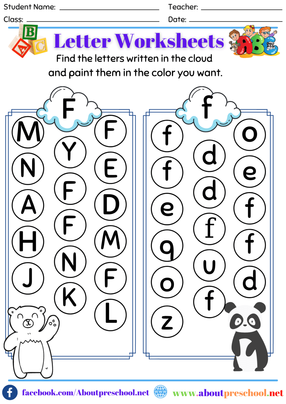 letter f worksheets free printable