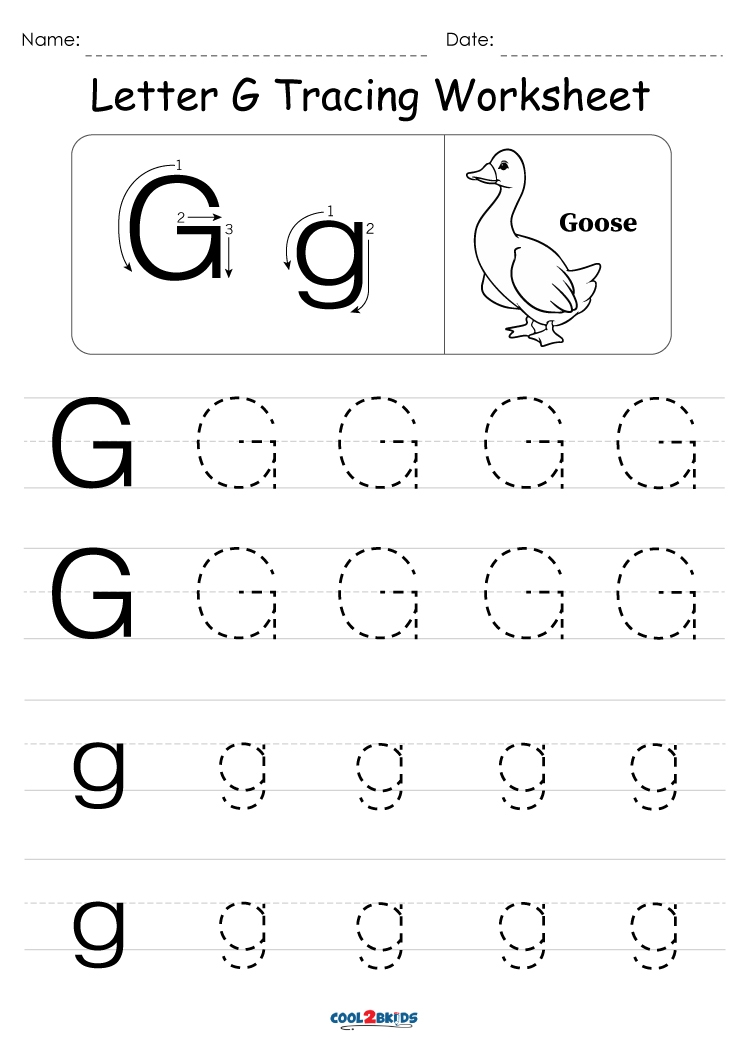 upper letter g worksheets