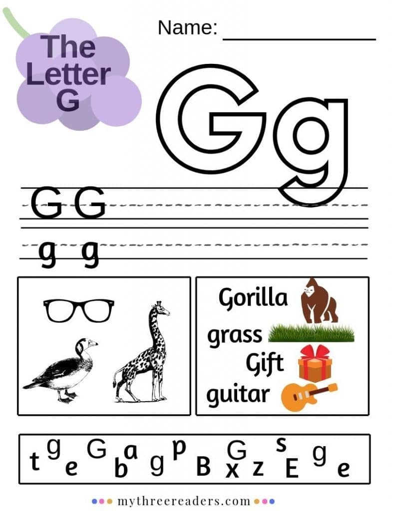 letter g printable worksheets