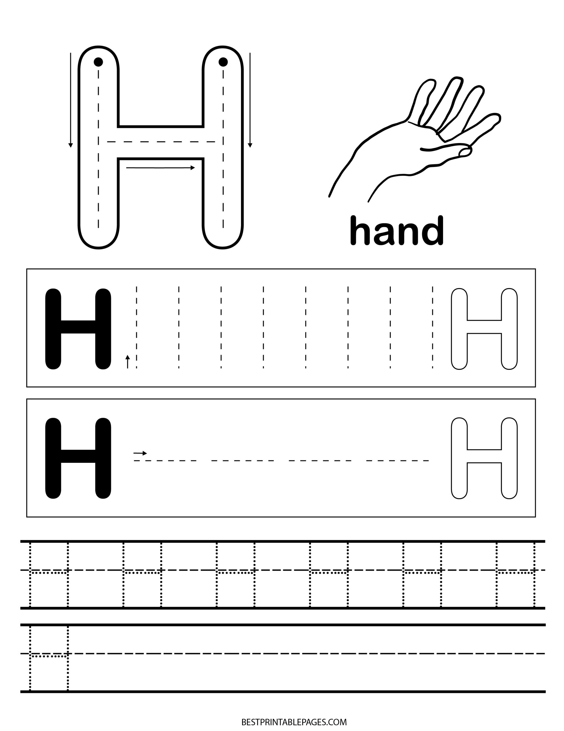 letter h tracing worksheets