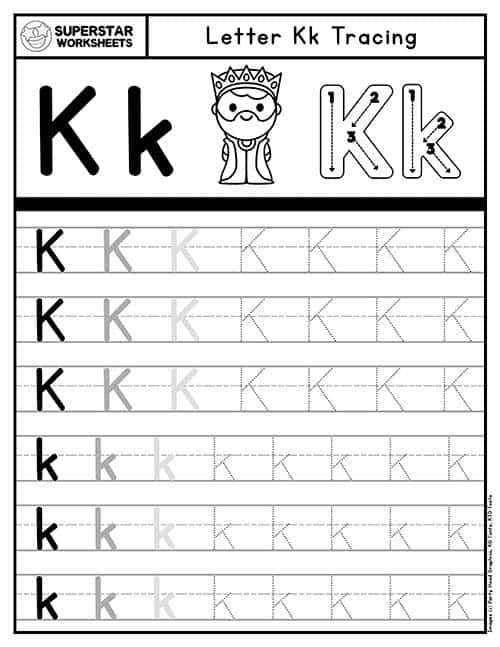 printable letter k worksheets