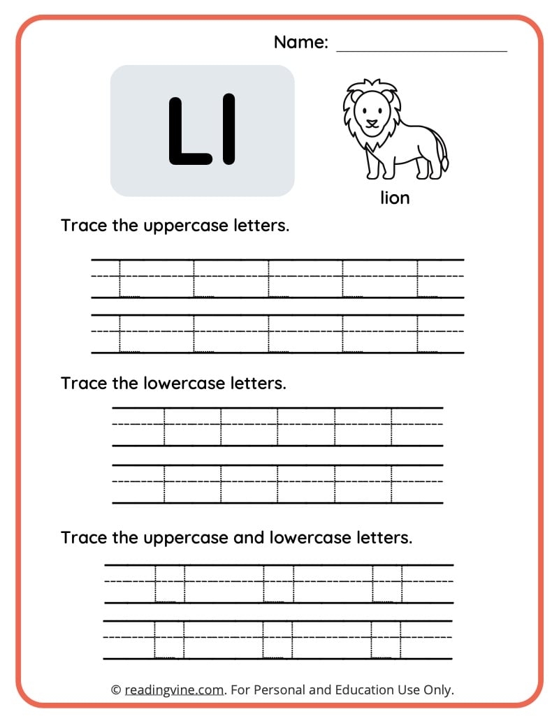 letter l worksheets pdf