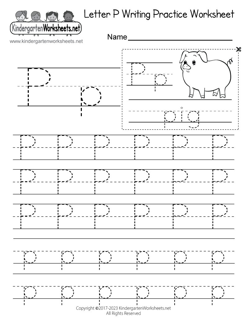 Free Printable Letter P Writing Practice Worksheet For Kindergarten
