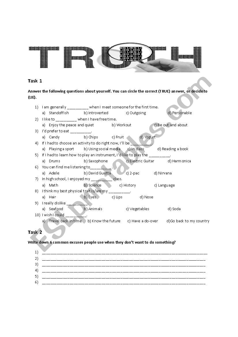 Free Printable Lying And Honesty Worksheets