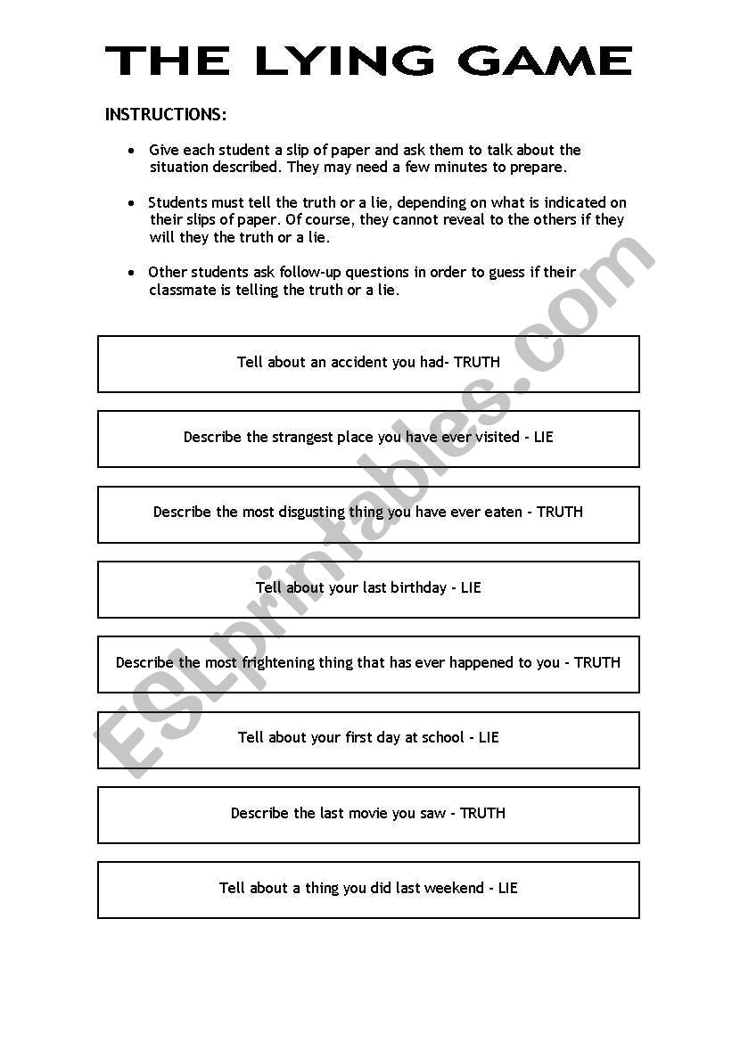 Free Printable Lying And Honesty Worksheets