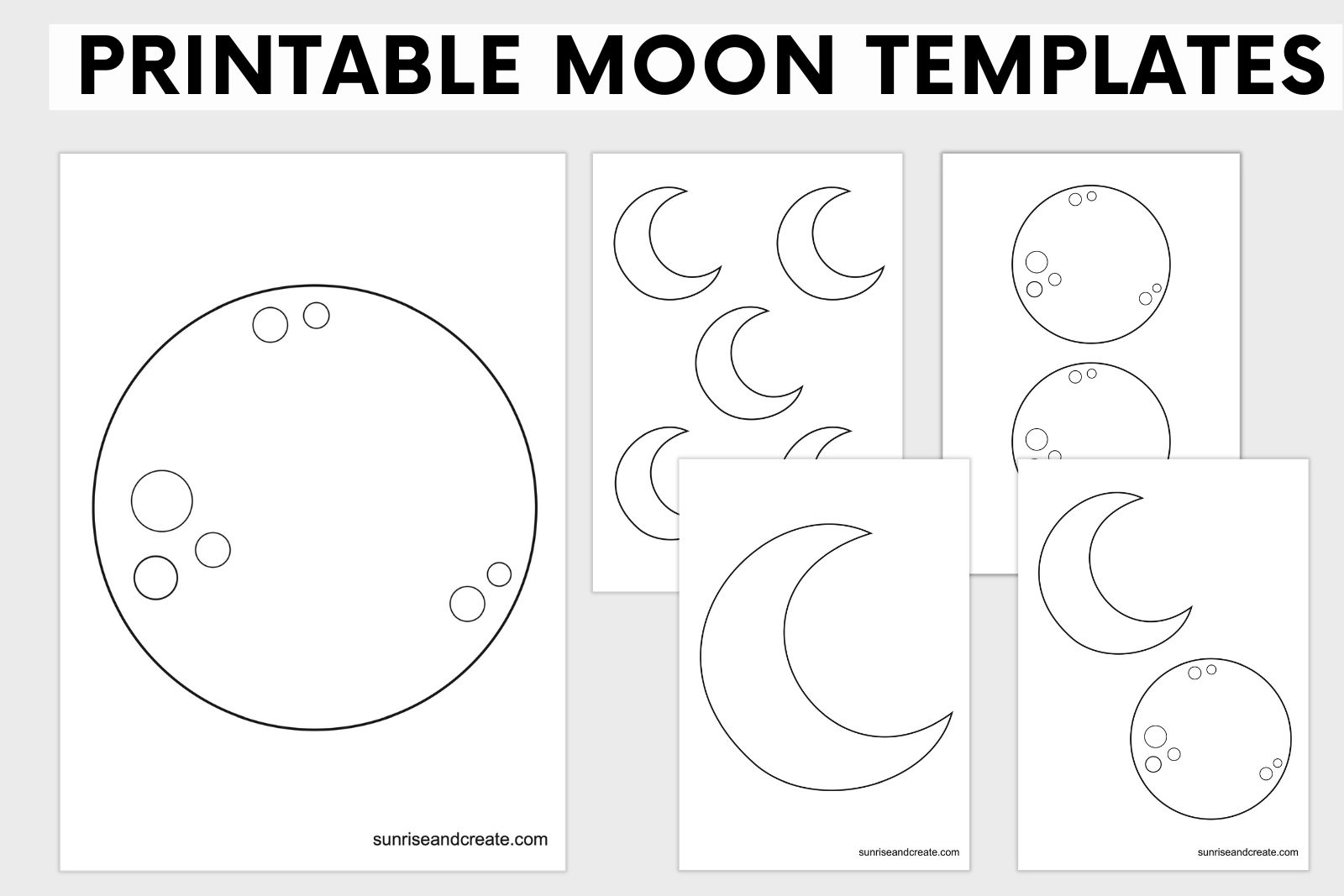 Free Printable Moon Templates Crescent Full Moons 