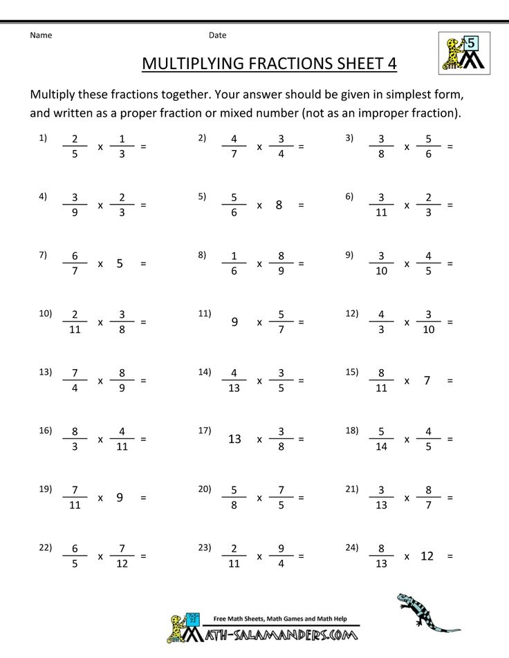 Free Printable Multiplying Fractions Worksheets 
