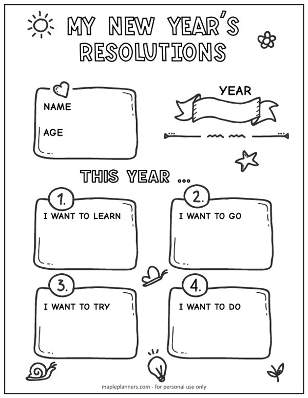 new year's resolutions for kids
