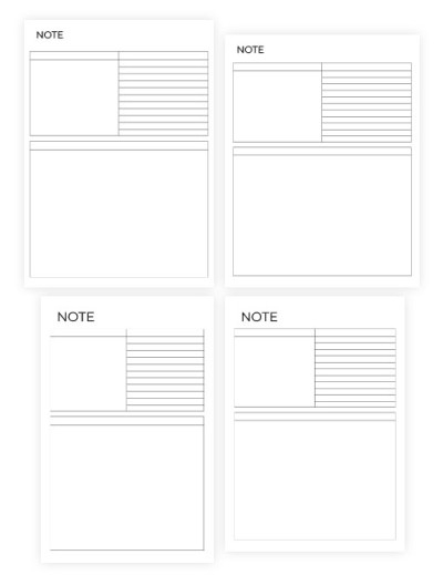 free printable notes page template