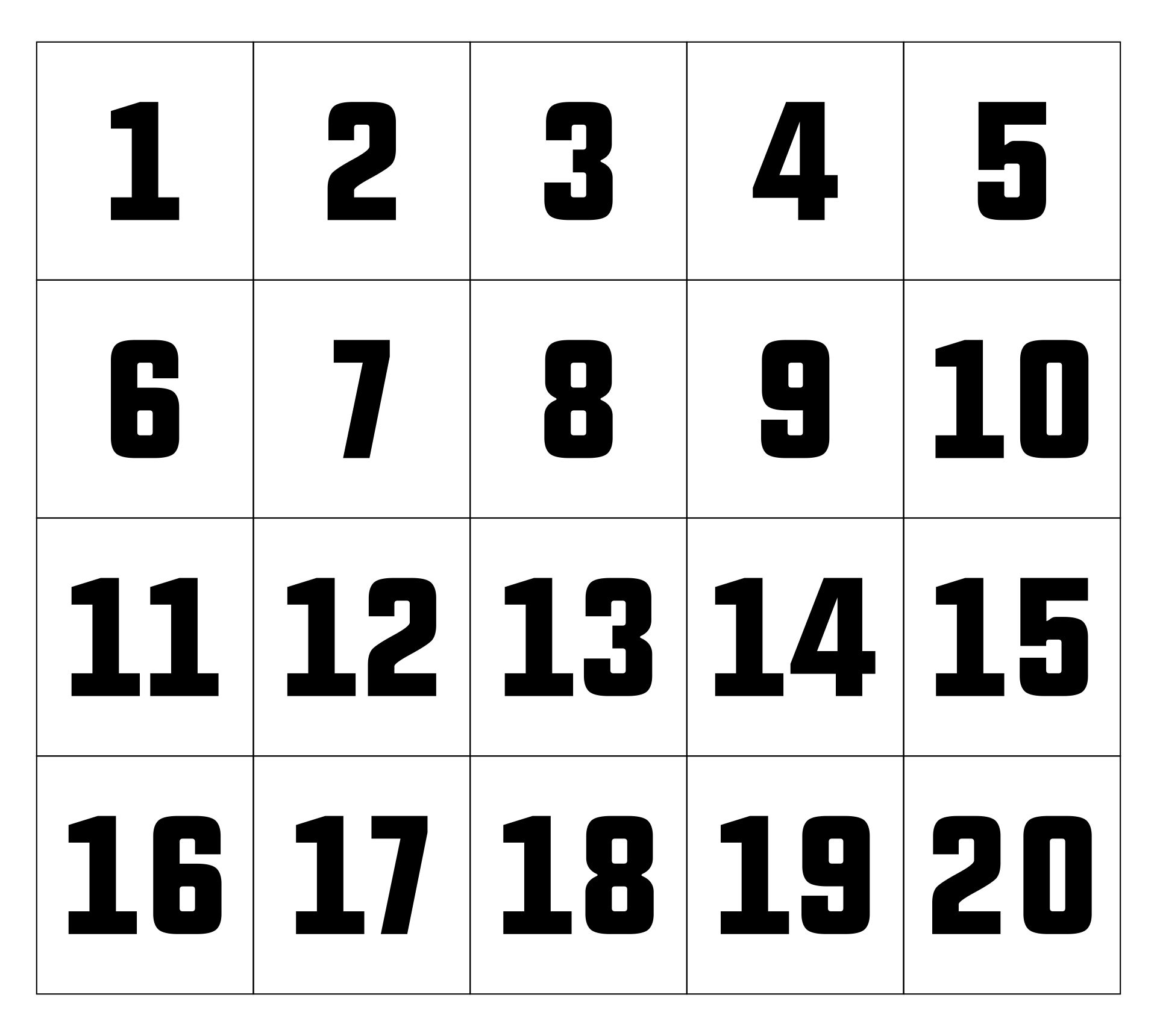 Free Printable Numbers 1 20