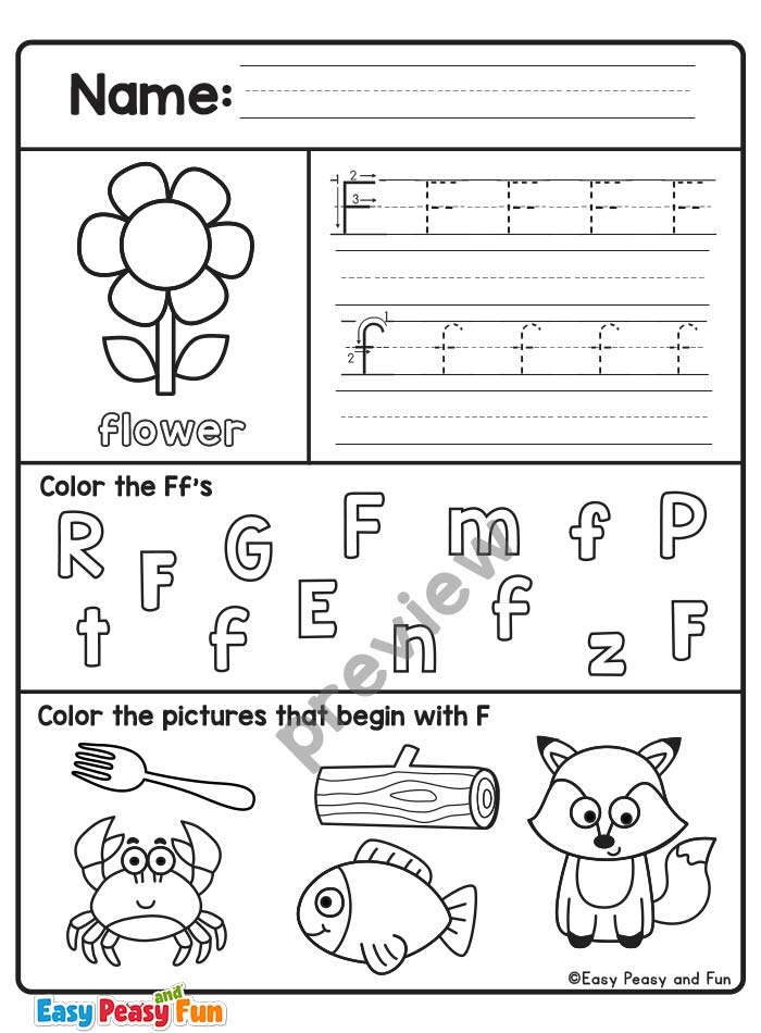 printable letter f for preschool