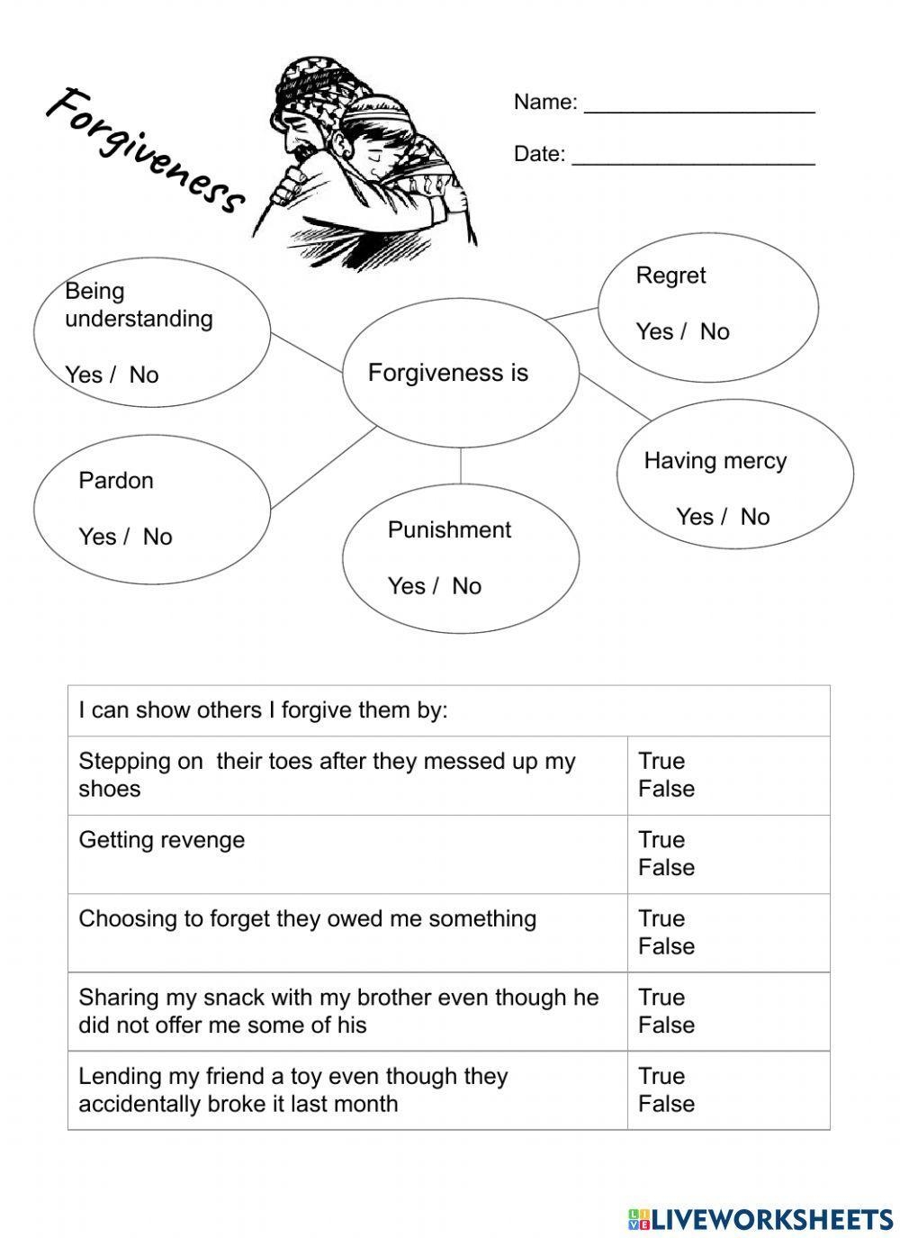 forgiveness printable worksheets for kids