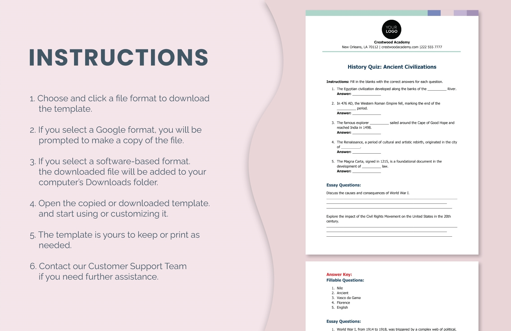 Free Printable Quiz Template Download In Word Google Docs PDF 