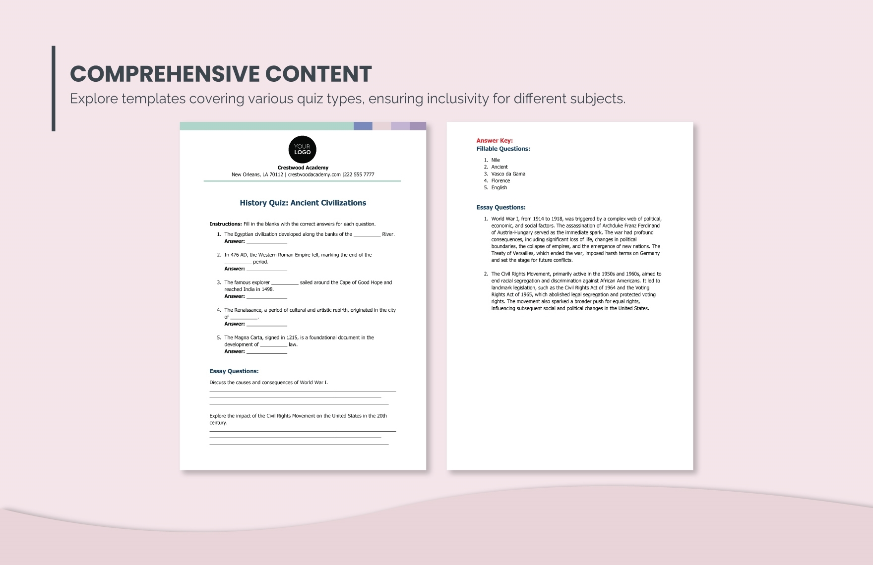 Free Printable Quiz Template Download In Word Google Docs PDF