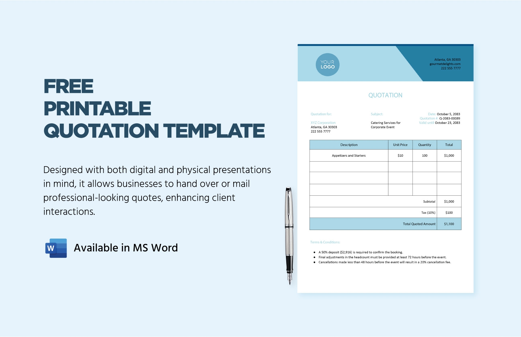 Free Printable Quotation Template Download In Word Template