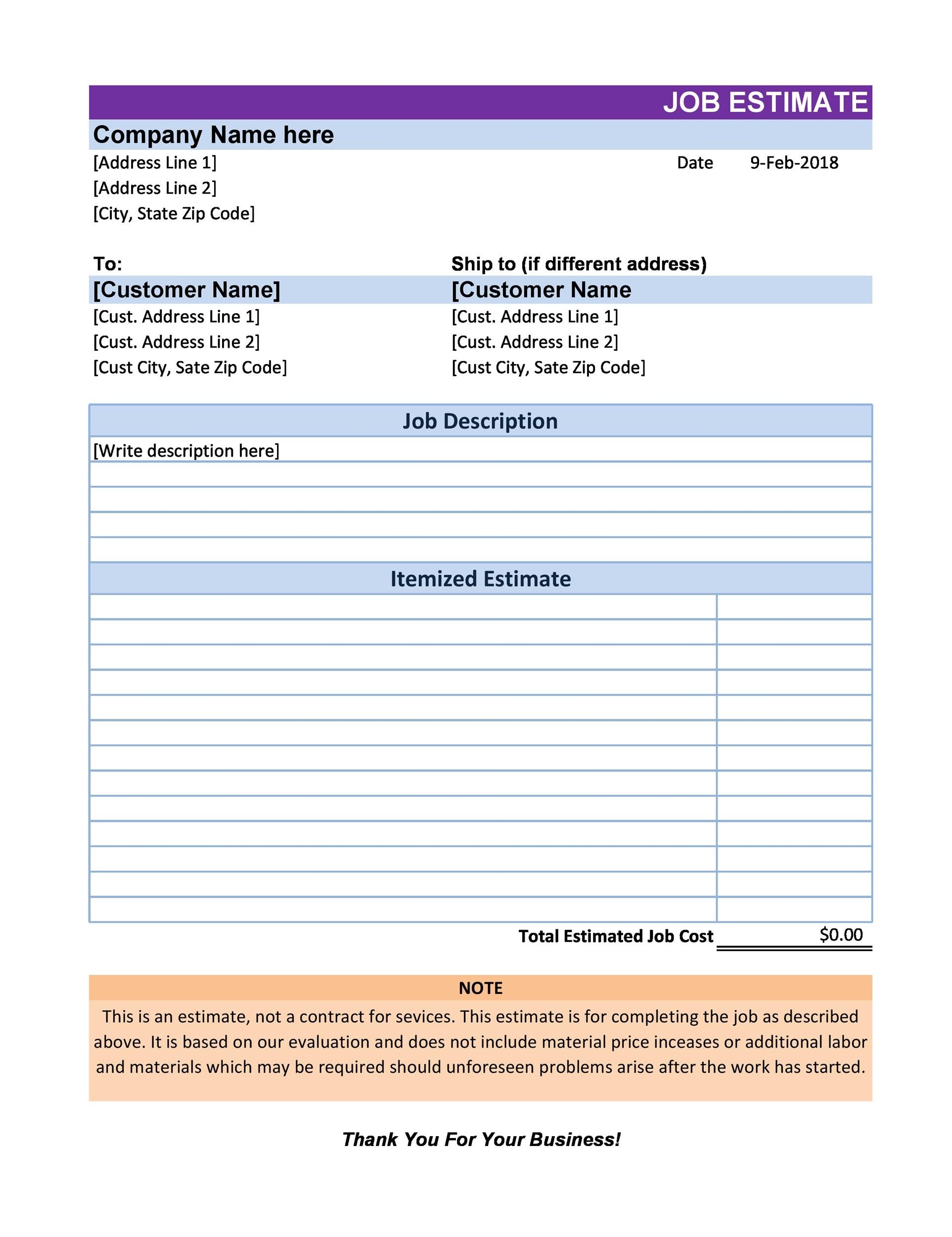 Free Printable Quote Forms Printable Forms Free Online