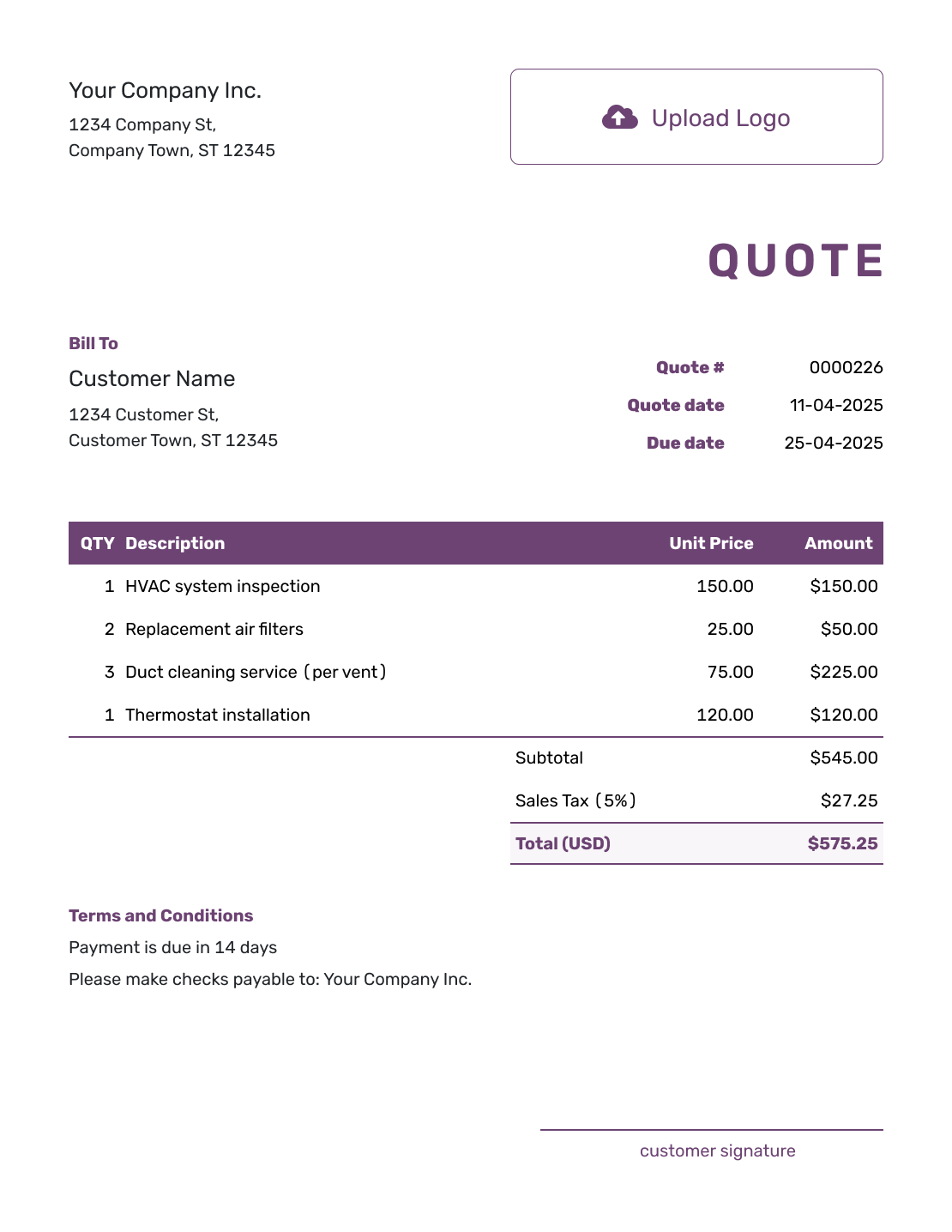 Free Printable Quote Template Docelf