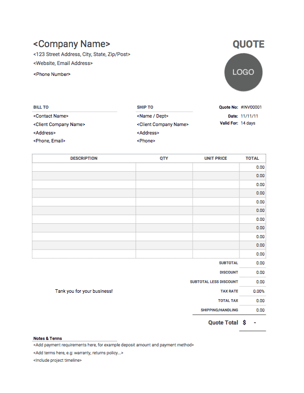 Free Printable Quote Template Printable Forms Free Online