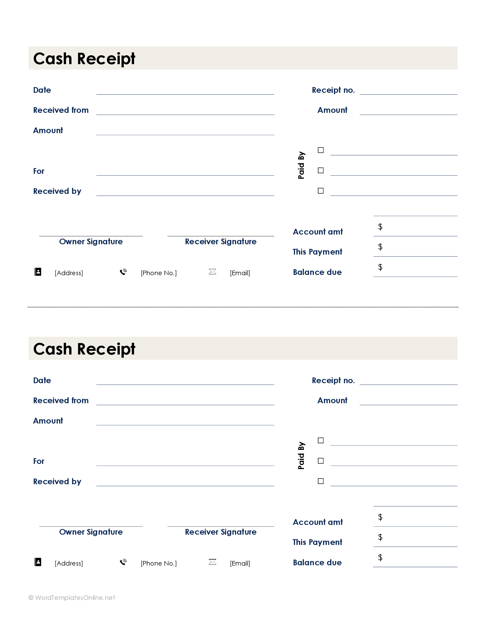 free printable receipt forms
