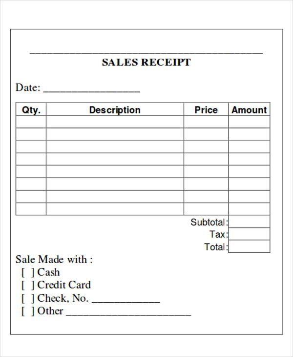 Free Printable Receipts Pdf