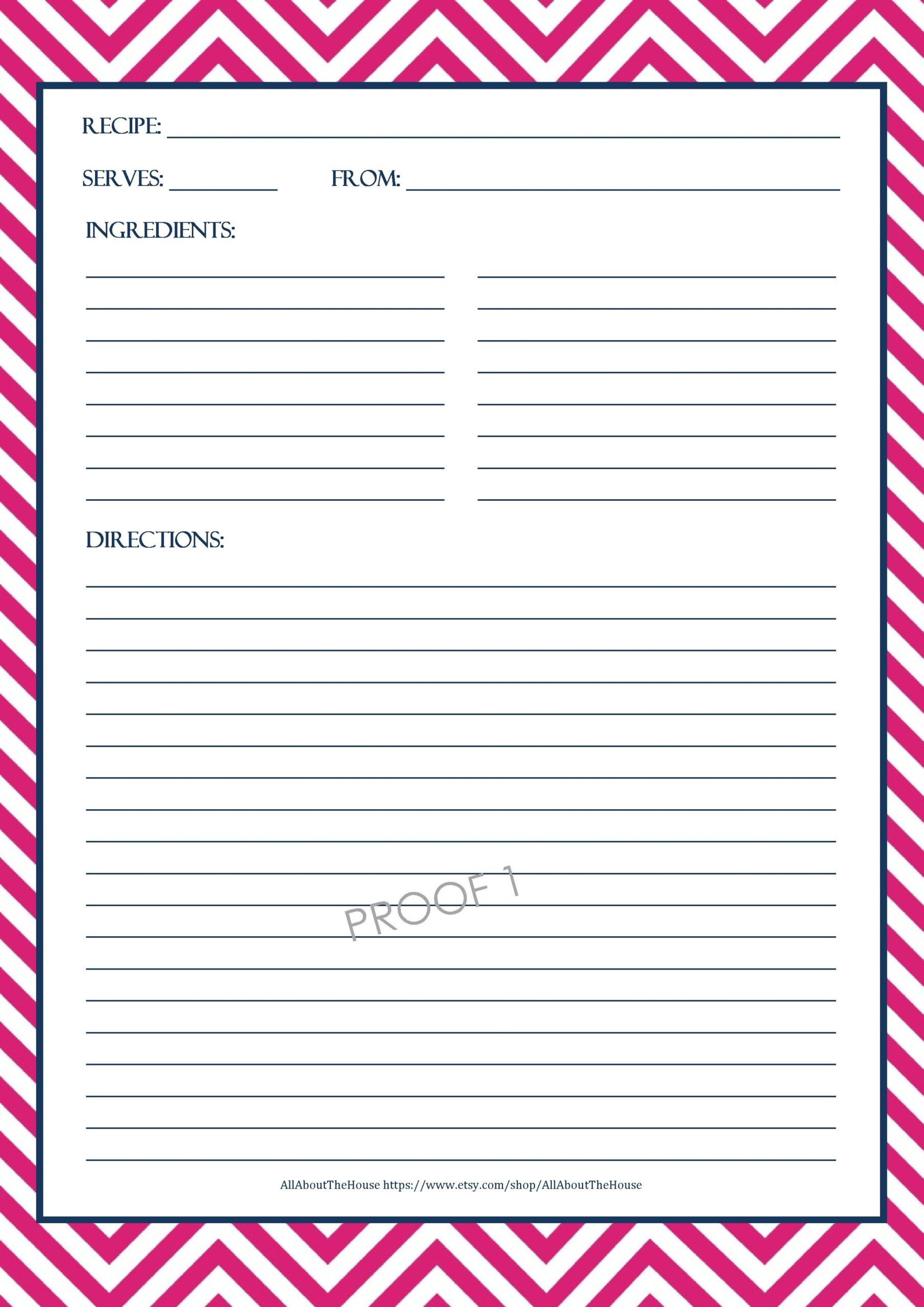 free printable recipe sheets pdf