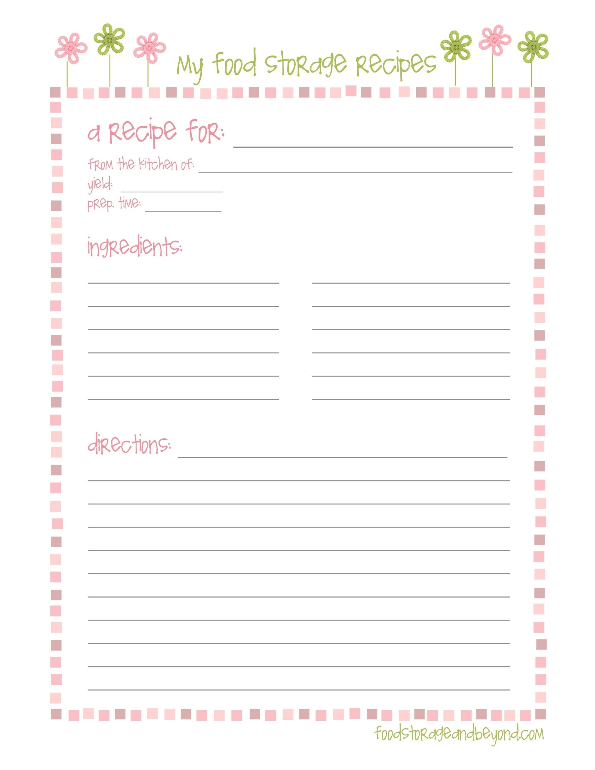 free typeable templates for recipes
