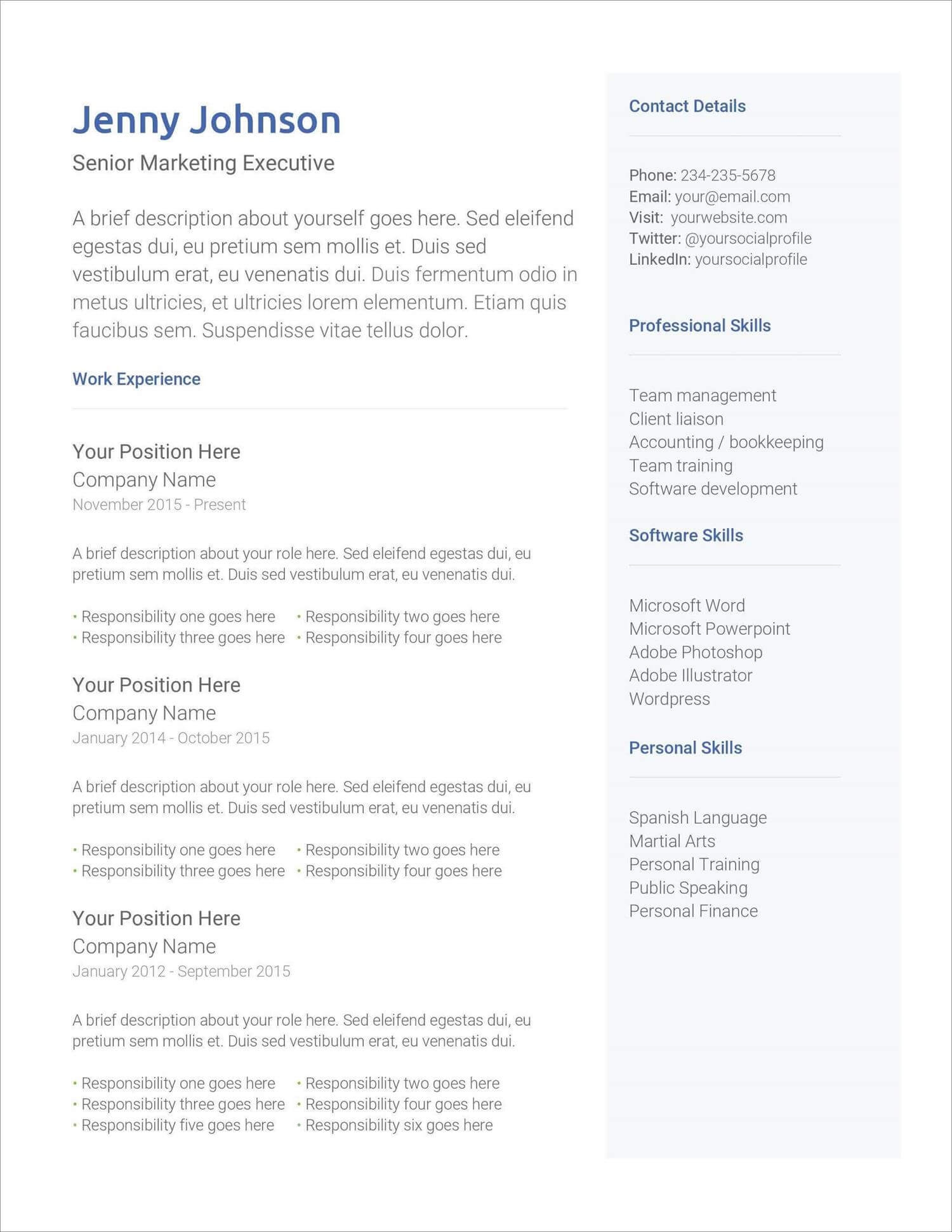 10 free printable resume templates