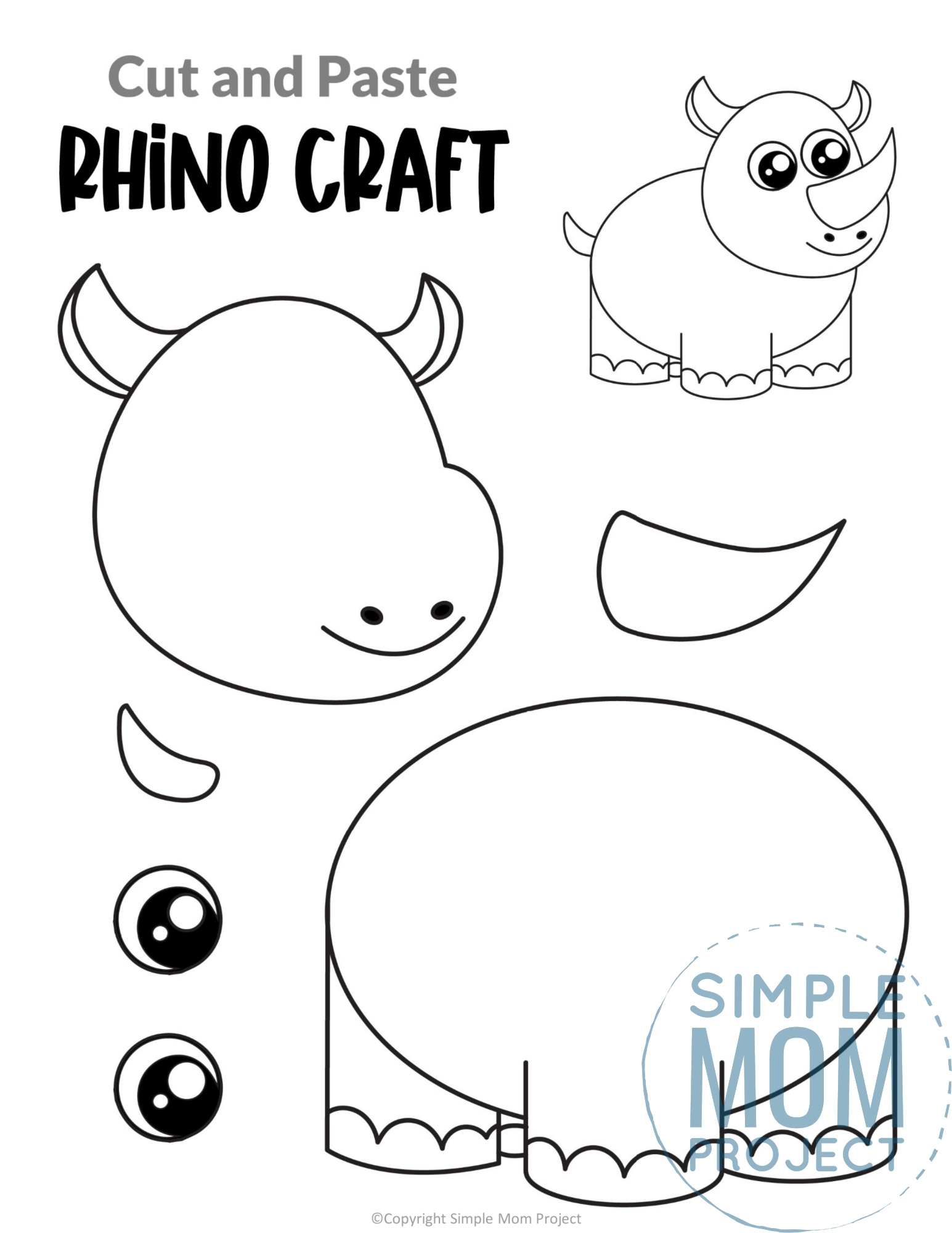 Free Printable Rhino Craft Template Simple Mom Project