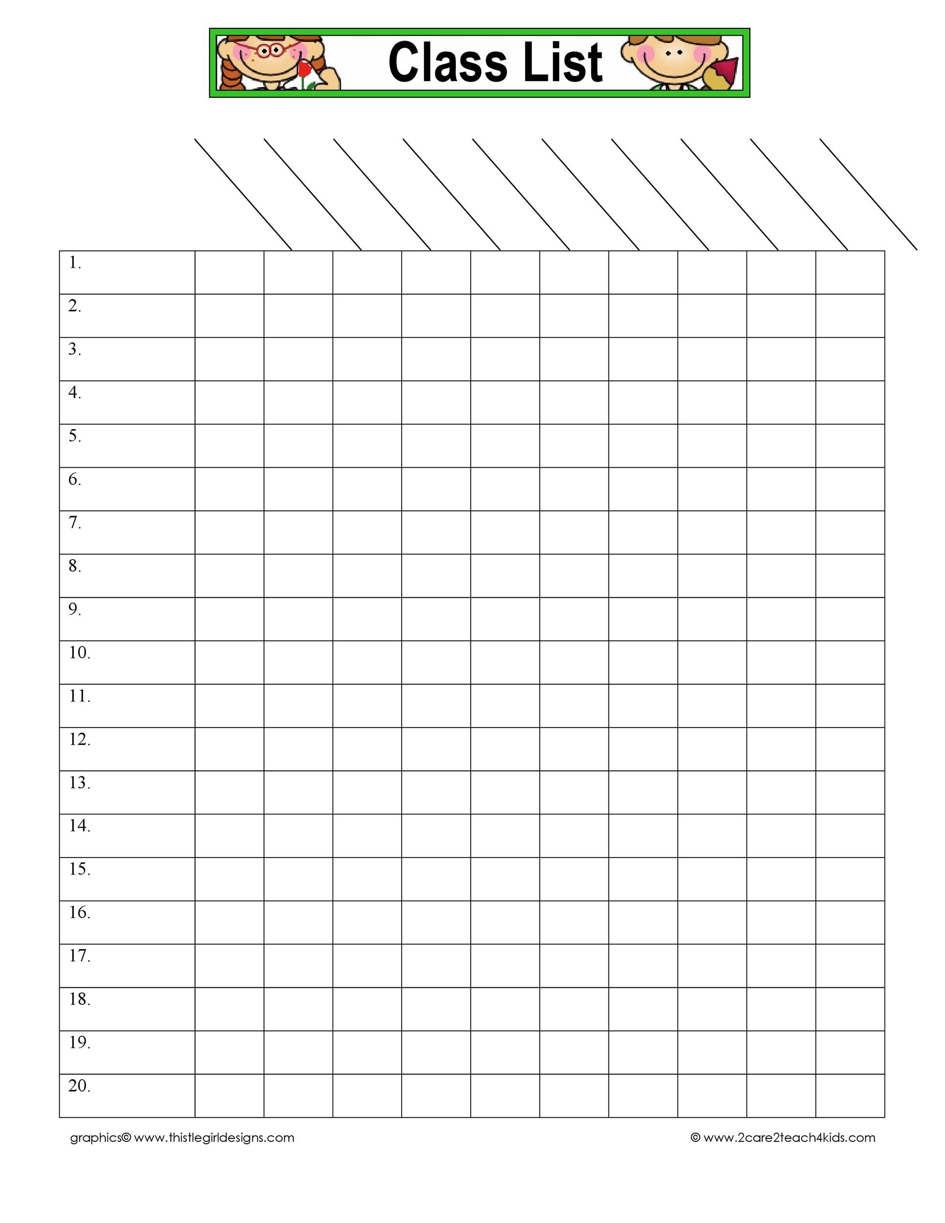 free pdf printable roster