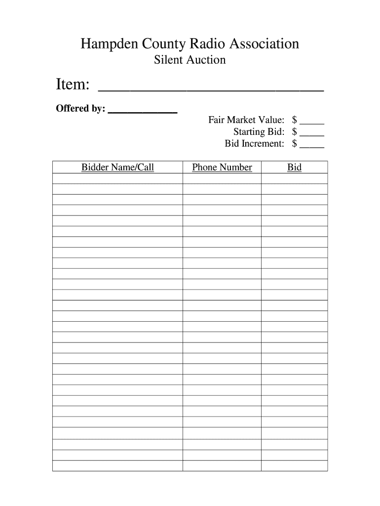 Free Printable Silent Auction Templates FREE Printable A Z